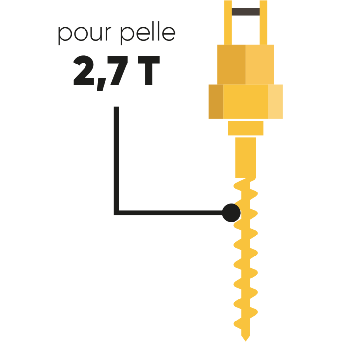 Tarière hydraulique diamètre 250 mm pour mini pelle 2.7 T